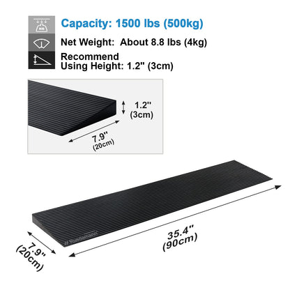 Ruedamann® Natural Rubber Threshold Ramp Power Wheelchair Ramp Non-Slip Solid