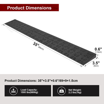 Ruedamann Rubber Threshold Ramps, Door Threshold Ramps for Wheelchairs, 1500 Lbs Capacity, 35" Wide Non-Slip Doorway Ramp, Garage Ramp for Scooter, Power Chairs, Driveways, Cuttable