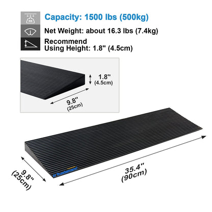 Ruedamann® Natural Rubber Threshold Ramp Power Wheelchair Ramp Non-Slip Solid