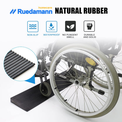 Ruedamann® Natural Rubber Threshold Ramp Power Wheelchair Ramp Non-Slip Solid