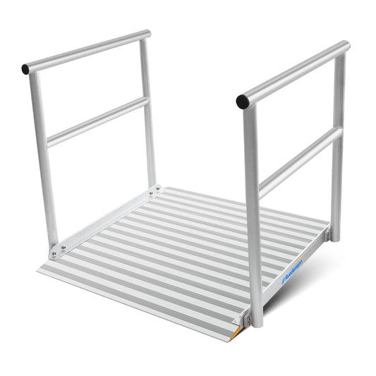 Ruedamann® 3'L x 36" W Aluminum Wheelchair Ramp with Handrails  600 Lbs Capacity