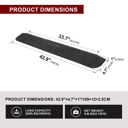 Ruedamann®  Rubber Threshold Ramp, 42.9" Wide Wheelchair Ramp, 2200 Lbs Capacity