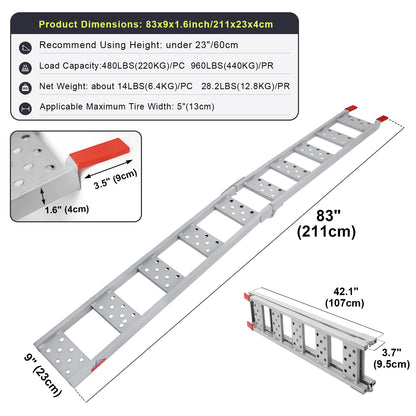 Ruedamann® 83" L x 9" W Steel Folding Ramp Pack of 2