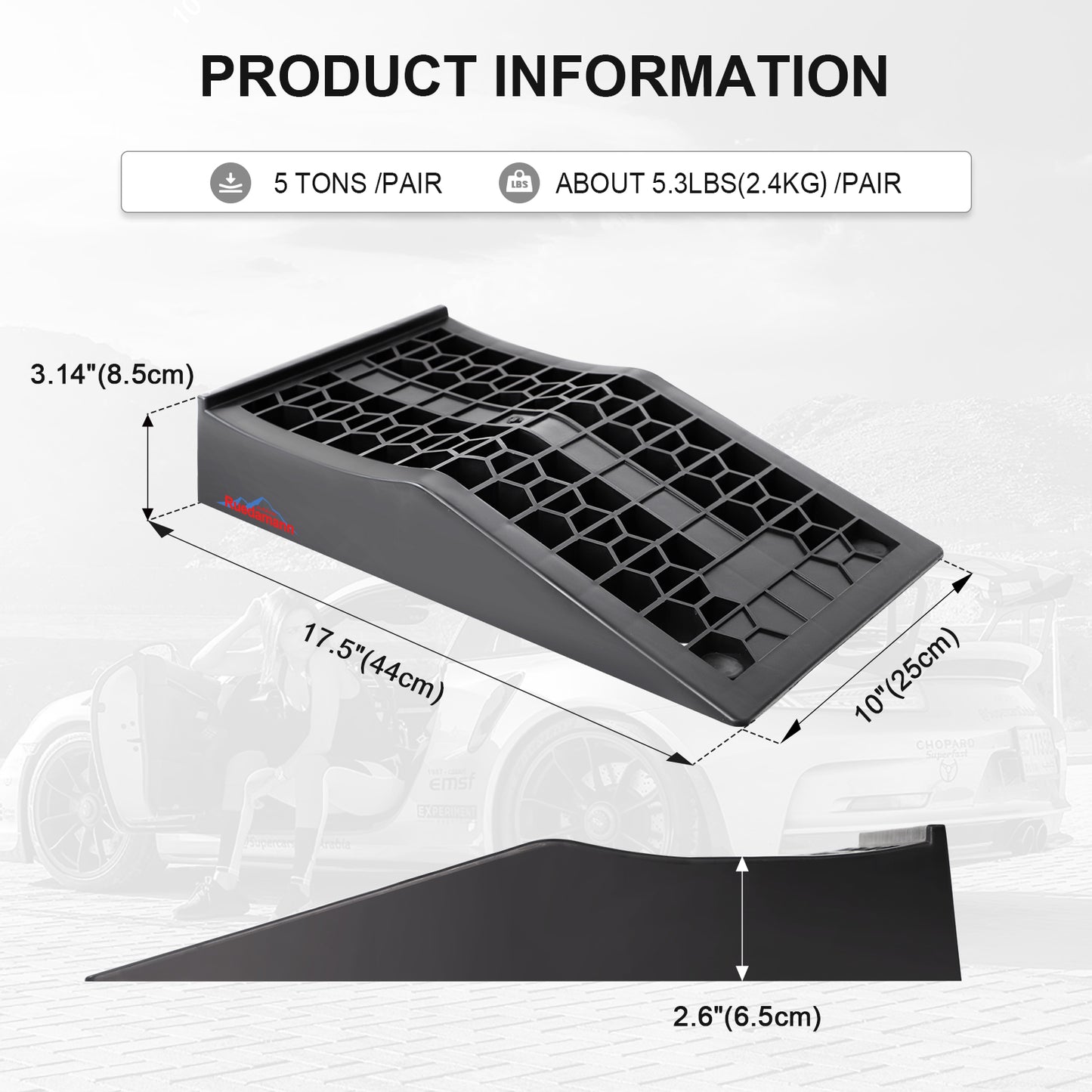 Ruedamann®  Car Ramps for Lift and Vehicle Maintenance 5 Tons 2PCS