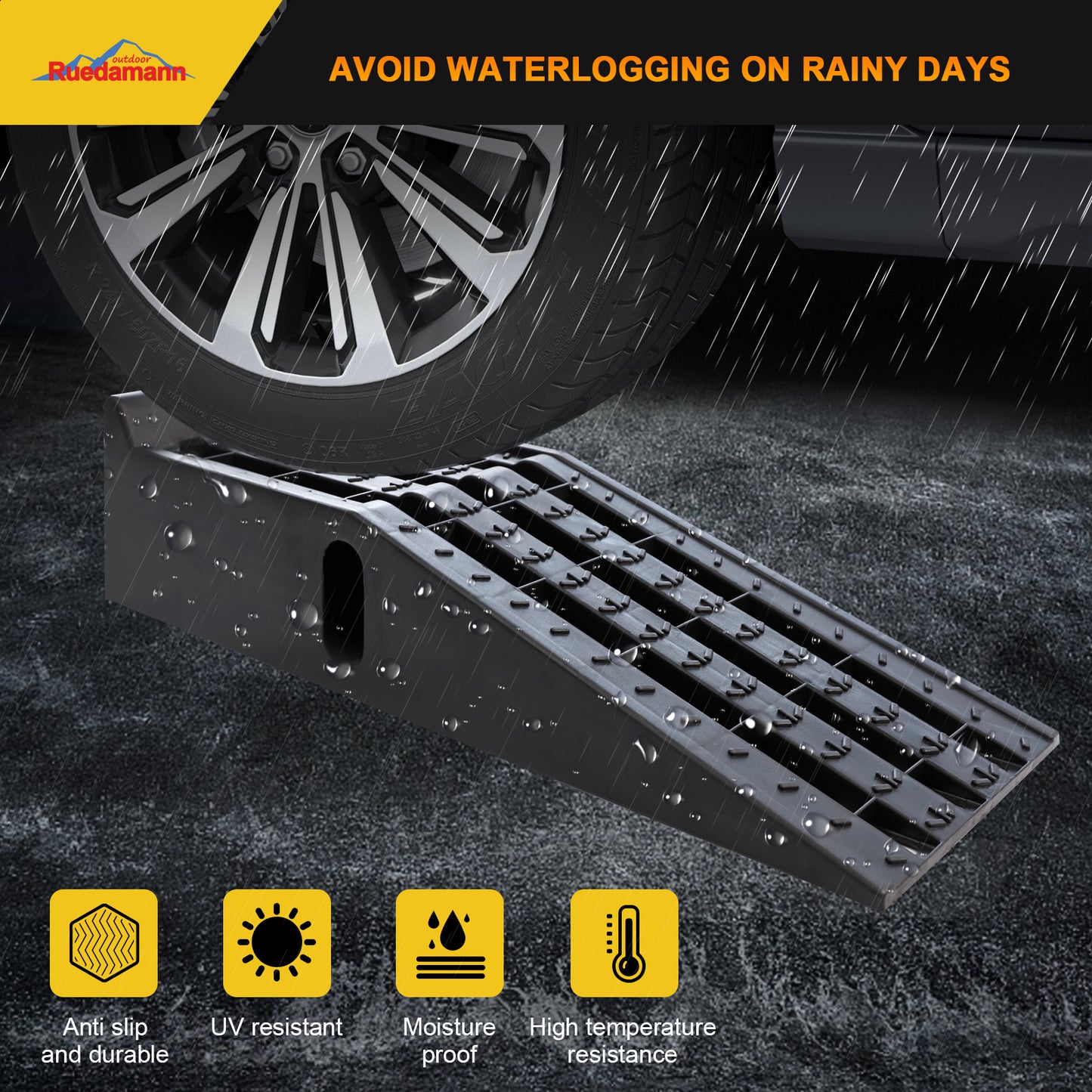 Ruedamann® 2PCS Car Service Ramps 3 Tons Capacity Vehicle Ramps for Maintenance or Oil Changes