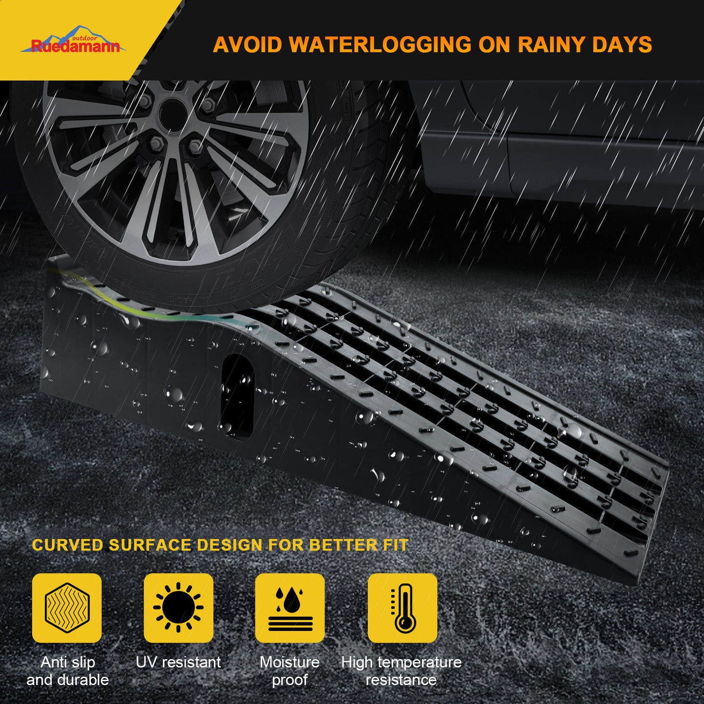 Ruedamann® 6.7" Lift  Plastic Car Service Ramps with a Bearing Capacity of 3 Tons 2PCS