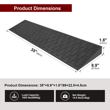 Ruedamann Rubber Threshold Ramps, Door Threshold Ramps for Wheelchairs, 1500 Lbs Capacity, 35" Wide Non-Slip Doorway Ramp, Garage Ramp for Scooter, Power Chairs, Driveways, Cuttable