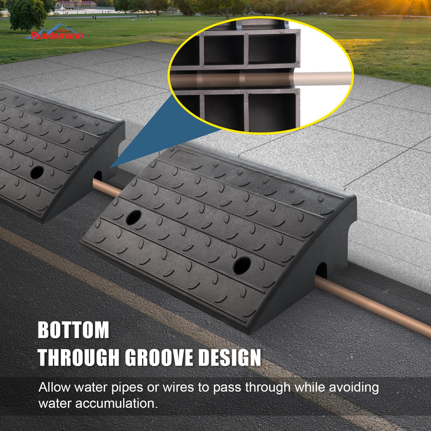 Ruedamann® 5" Rise Height Heavy Duty Driveway Curb Ramps 22000 lbs/10 T Capacity Pack of 2