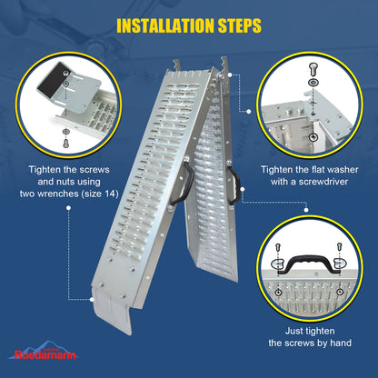 Ruedamann® 880lbs Capacity Loading Ramp, 2PCS Steel Foldable Ramp 66" L Portable Ramp