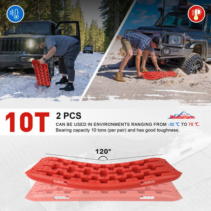 Ruedamann® 2PCS Recovery Traction Boards Off-Road Boards 22000lbs Capacity Red