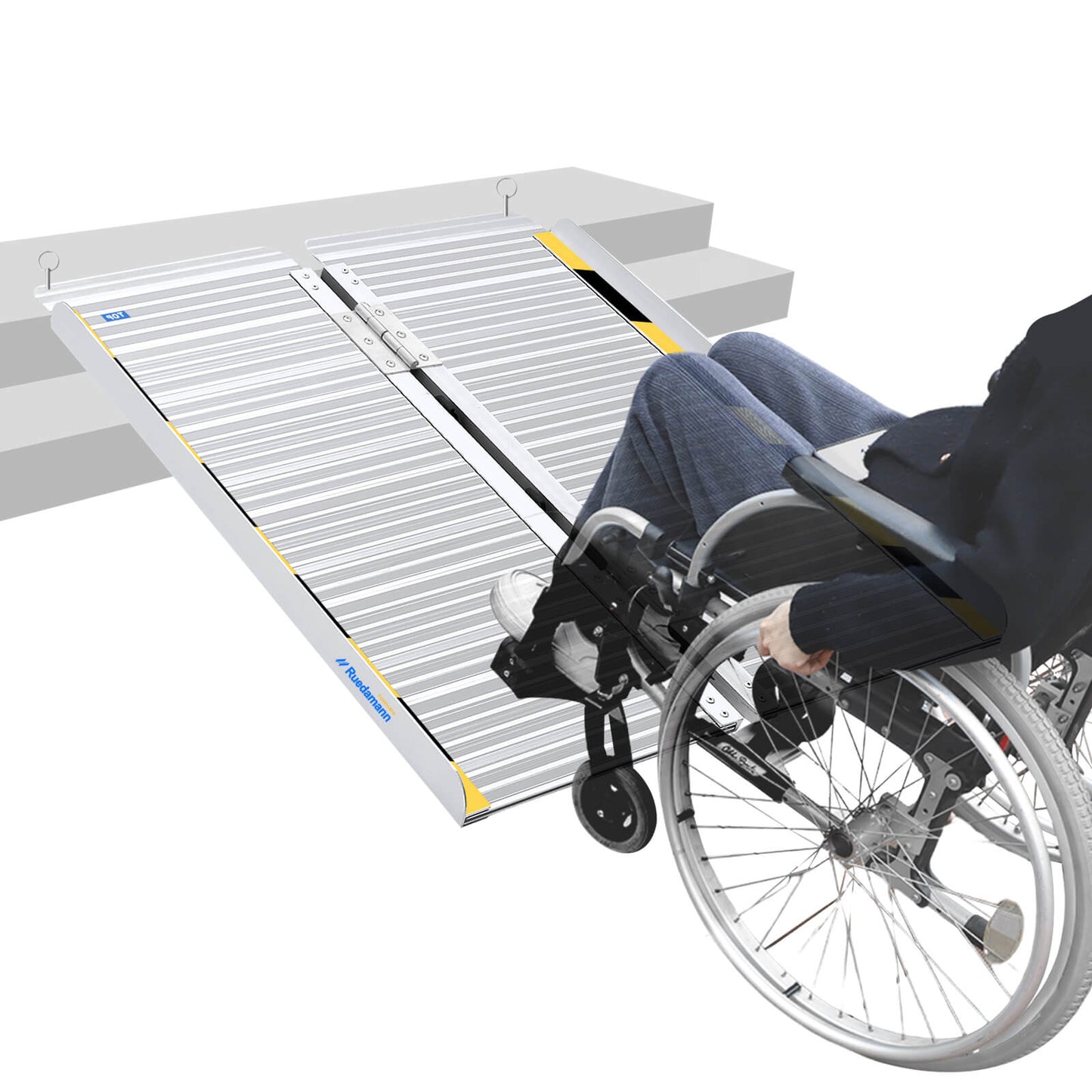 Ruedamann® Folding Aluminum Wheelchair Ramps for Stairs Portable