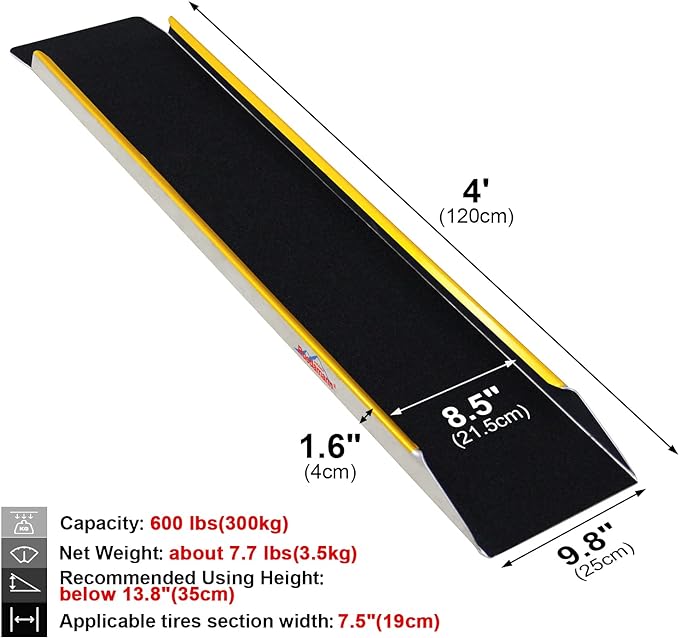 Ruedamann® Portable Aluminum Loading Ramp with Non-slip Surface  Lightweight 1 PC