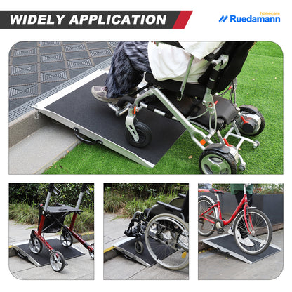 Ruedamann Portable Wheelchair Ramp, 1000 Lbs Capacity, Aluminum Non-Slip Door Threshold Ramp for Home Steps Curbs Doorways, Handicap Ramp, Scooter Ramp for Wheelchairs Carts Walkers