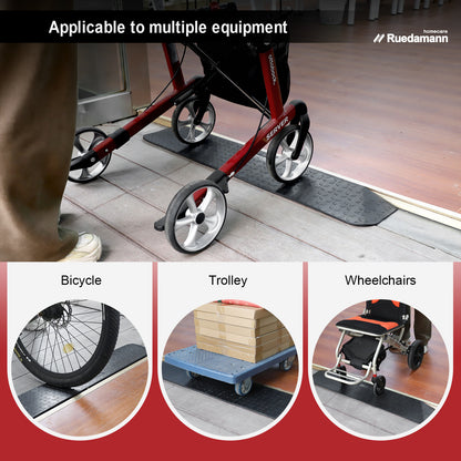 Ruedamann 3" Rise Rubber Threshold Ramp, 35.4" Wide Wheelchair Ramp, 2200 Lbs Capacity, Entry Ramp, Curb Ramp with Non-Slip Surface, Door Ramp for Wheelchairs, Scooter, Power Chairs, Driveways