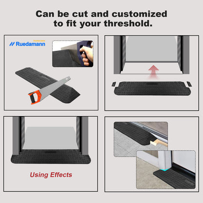 Ruedamann 3" Rise Rubber Threshold Ramp, 35.4" Wide Wheelchair Ramp, 2200 Lbs Capacity, Entry Ramp, Curb Ramp with Non-Slip Surface, Door Ramp for Wheelchairs, Scooter, Power Chairs, Driveways