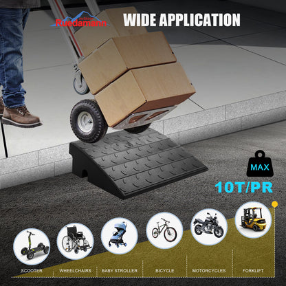 Ruedamann® 5" Rise Height Heavy Duty Driveway Curb Ramps 22000 lbs/10 T Capacity Pack of 2