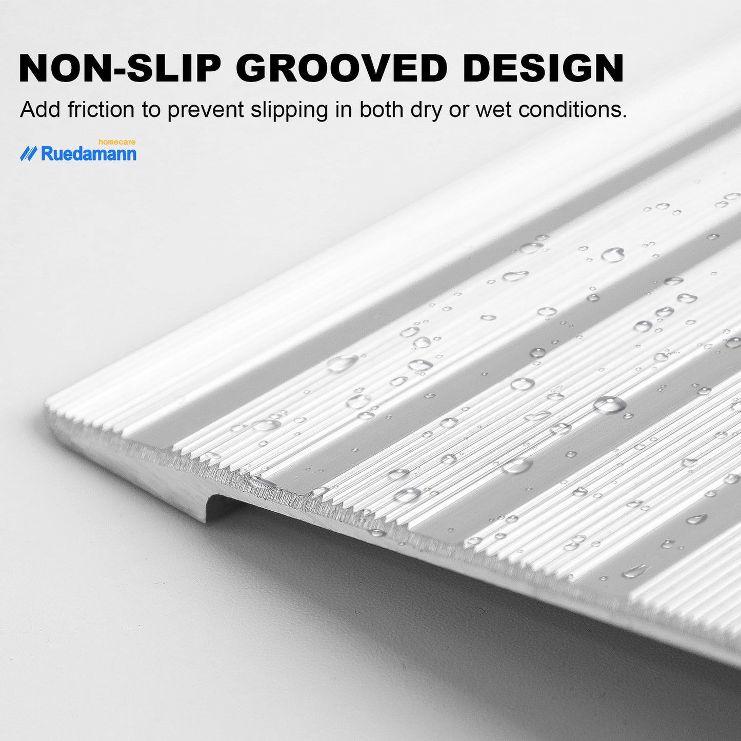 Ruedamann Bridge Threshold Ramp, 34" Wide Modular Aluminum Entry Ramp, Adjustable Wheelchair Ramp, 800Lbs Capacity, Transition Door Ramp for Sliding Door, Patio Door, Scooters, Power Chairs