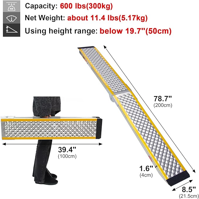 Ruedamann®  Aluminum Loading Ramp Portable Ramp 1 PC