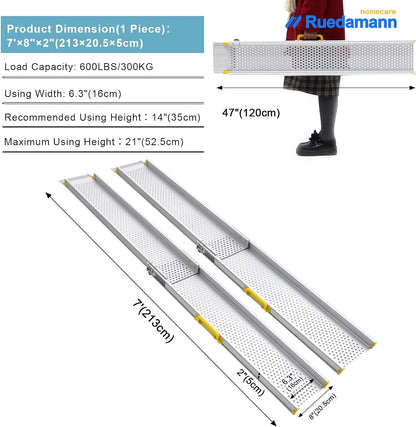 Ruedamann® 8" W Portable Aluminum Wheelchair Ramp 1 Set