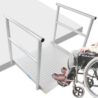 Ruedamann® 3'L x 36" W Aluminum Wheelchair Ramp with Handrails  600 Lbs Capacity