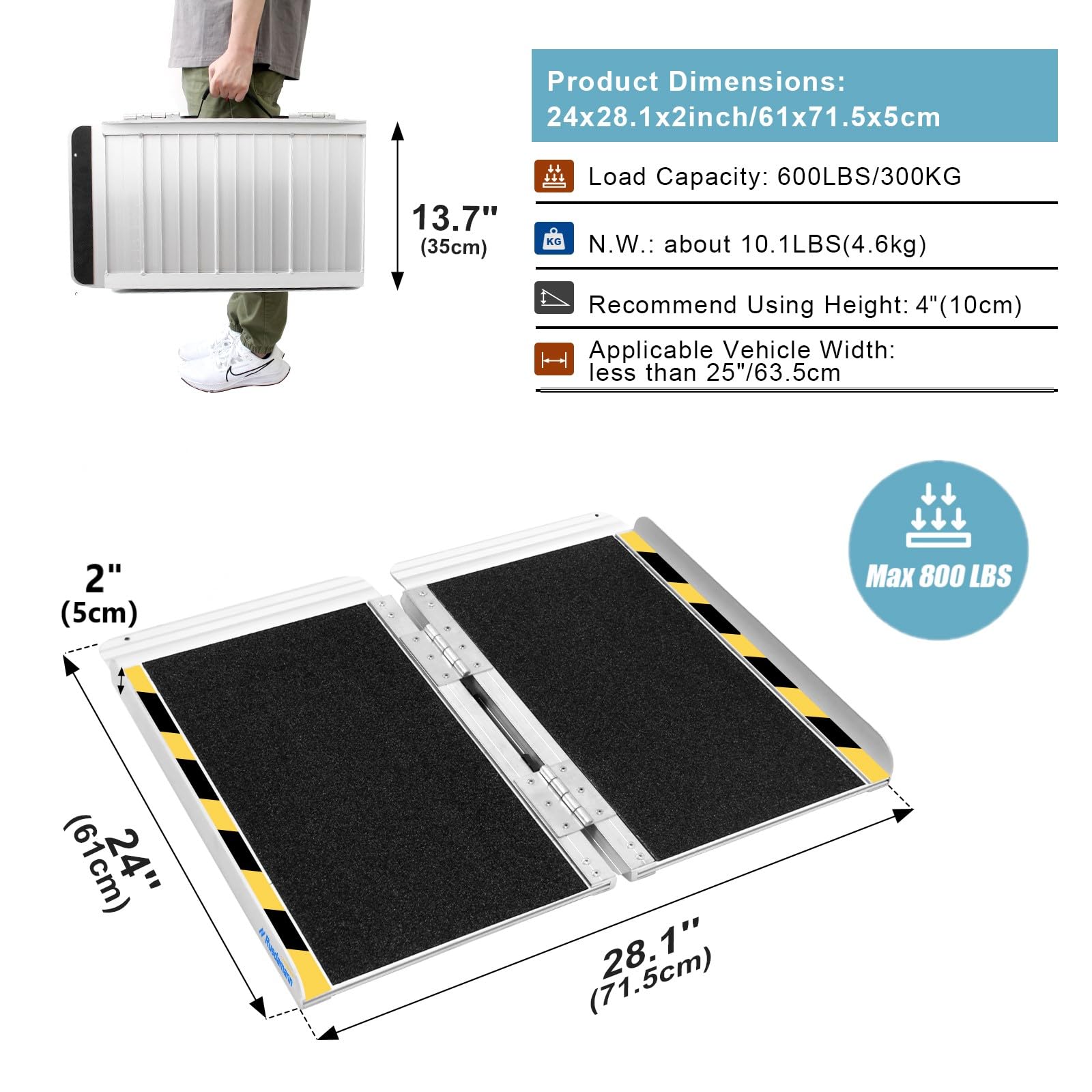 Ruedamann® Foldable Aluminum Wheelchair Ramp with Non-Slip Surface –  Ruedamann Ramp