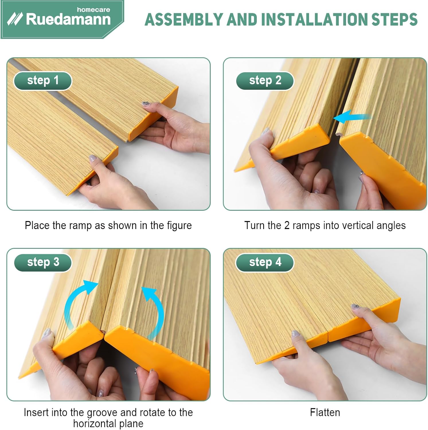 Ruedamann® Splicable Threshold Ramp Aluminum Non-Slip Mobility Entry R ...